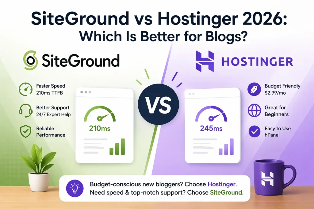 SiteGround vs Hostinger 2026 Which Is Better for Blogs